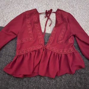 Maroon long sleeve blouse